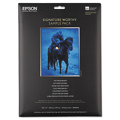 Epson Signature Worthy Paper Sample Pack, 8.5 x 11, Assorted White, 14/Pack (EPSS045234)
