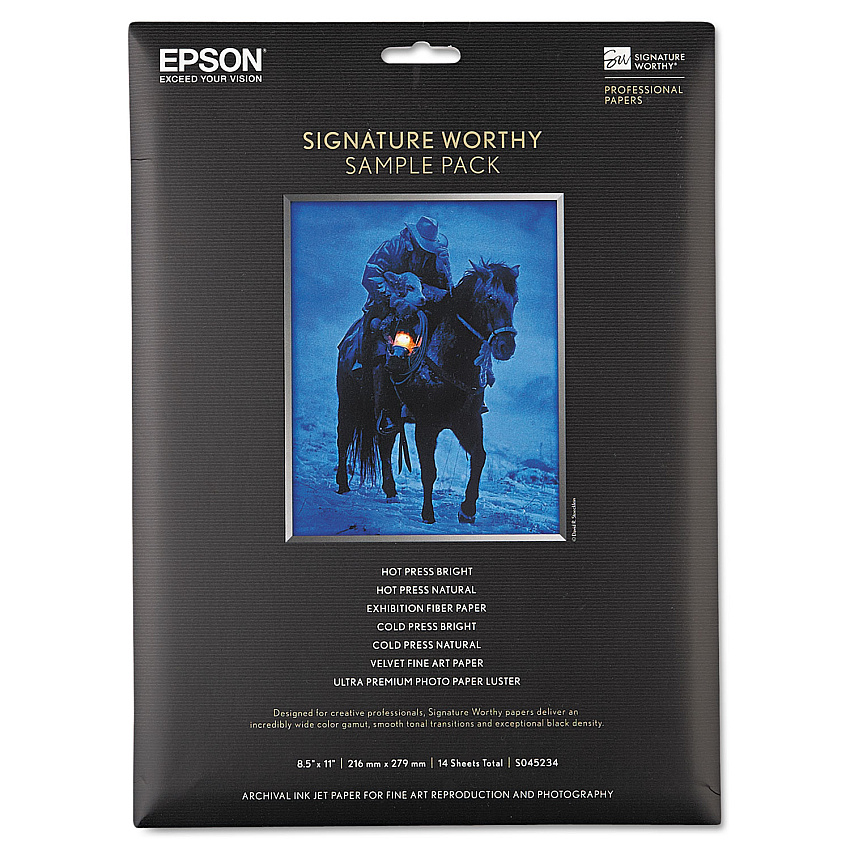 Epson Signature Worthy Paper Sample Pack, 8.5 x 11, Assorted White, 14/Pack (EPSS045234)