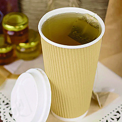 Karat Ripple Hot Cups, 20 oz, Kraft/White, 500/Carton (KRTCKRC520)