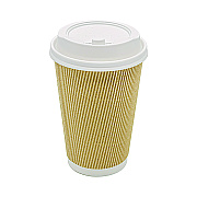 Karat Ripple Hot Cups, 16 oz, Kraft/White, 500/Carton (KRTCKRC516)