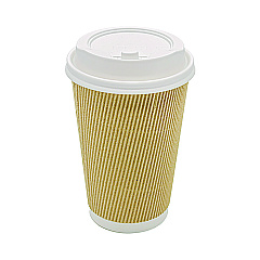 Karat Ripple Hot Cups, 16 oz, Kraft/White, 500/Carton (KRTCKRC516)