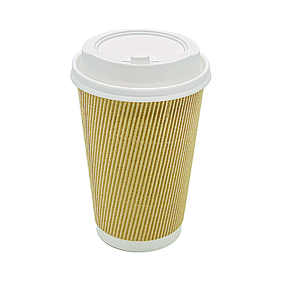 Karat Ripple Hot Cups, 16 oz, Kraft/White, 500/Carton (KRTCKRC516)