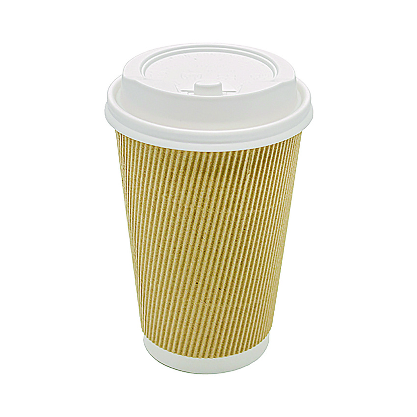 Karat Ripple Hot Cups, 16 oz, Kraft/White, 500/Carton (KRTCKRC516)