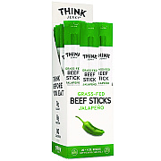 Think Jerky Jalapeno 100% Grass-Fed Beef Sticks, 1 oz Individually Wrapped Sticks, 20/Carton (GRR33700003)