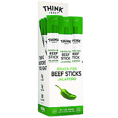 Think Jerky Jalapeno 100% Grass-Fed Beef Sticks, 1 oz Individually Wrapped Sticks, 20/Carton (GRR33700003)