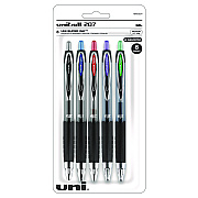 uniball Signo 207 Gel Pen, Retractable, Medium 0.7 mm, Assorted Ink and Barrel Colors, 5/Pack (SAN261221)