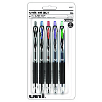 uniball Signo 207 Gel Pen, Retractable, Medium 0.7 mm, Assorted Ink and Barrel Colors, 5/Pack (SAN261221)
