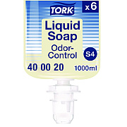 Tork Odor-Control Hand Soap Liquid S4 Refill, Perfume-Free, 1 L, 6/Carton (TRK400020)