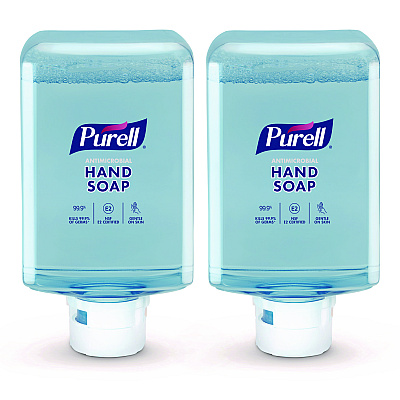 PURELL Antimicrobial Foaming Hand Soap Refill, For ES10 Dispensers, Fragrance-Free, 1,200 mL, 2/Carton (GOJ838302CT)