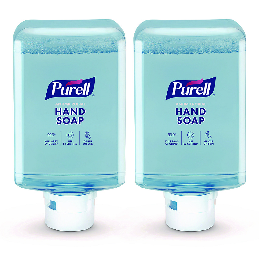 PURELL Antimicrobial Foaming Hand Soap Refill, For ES10 Dispensers, Fragrance-Free, 1,200 mL, 2/Carton (GOJ838302CT)