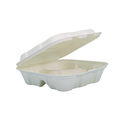 Dart Compostable Fiber Hinged Trays, ProPlanet Seal, 3-Compartment, 8.03 x 8.4 x 1.93, Ivory, Molded Fiber, 200/Carton (DCCHC8FBR3)