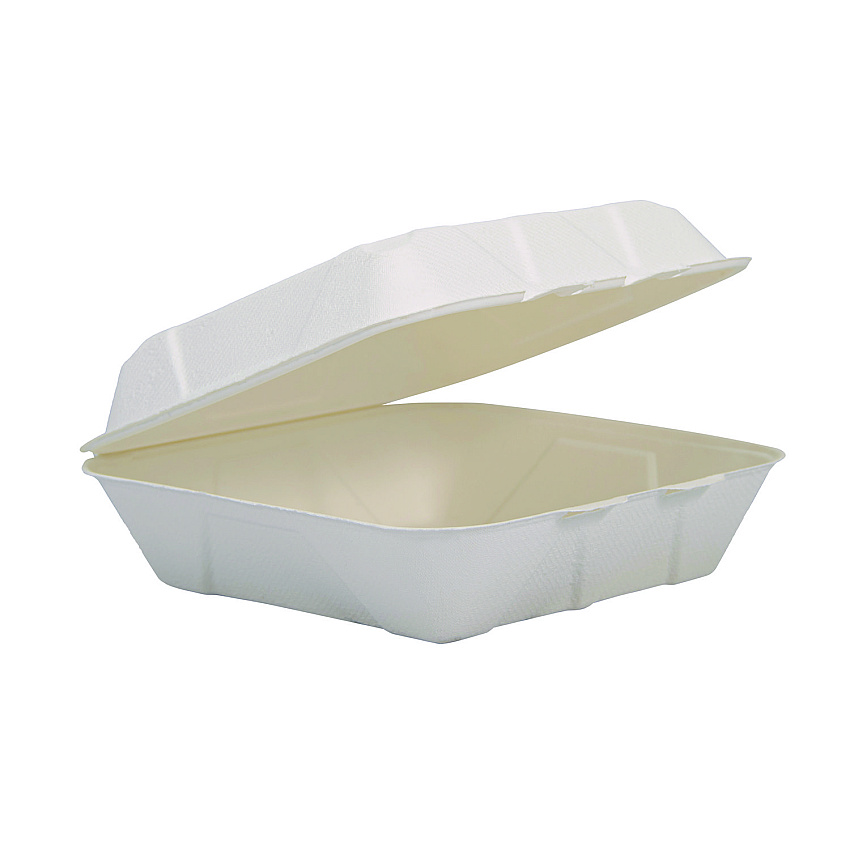 Dart Compostable Fiber Hinged Trays, ProPlanet Seal, 8.98 x 9.35 x 2.17, Ivory, Molded Fiber, 200/Carton (DCCHC9FBR1)