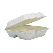 Dart Compostable Fiber Hinged Trays, ProPlanet Seal, 3-Compartment, 9.25 x 9.45 x 2.17, Ivory, Molded Fiber, 200/Carton (DCCHC9FBR3)