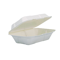 Dart Compostable Fiber Hinged Containers, ProPlanet Seal, 6.34 x 9.06 x 1.97, Ivory, Molded Fiber, 200/Carton (DCCHC206FBR1)