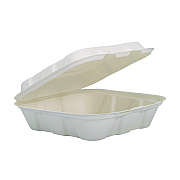 Dart Compostable Fiber Hinged Trays, ProPlanet Seal, 8.03 x 8.38 x 1.93, Ivory, Molded Fiber, 200/Carton (DCCHC8FBR1)
