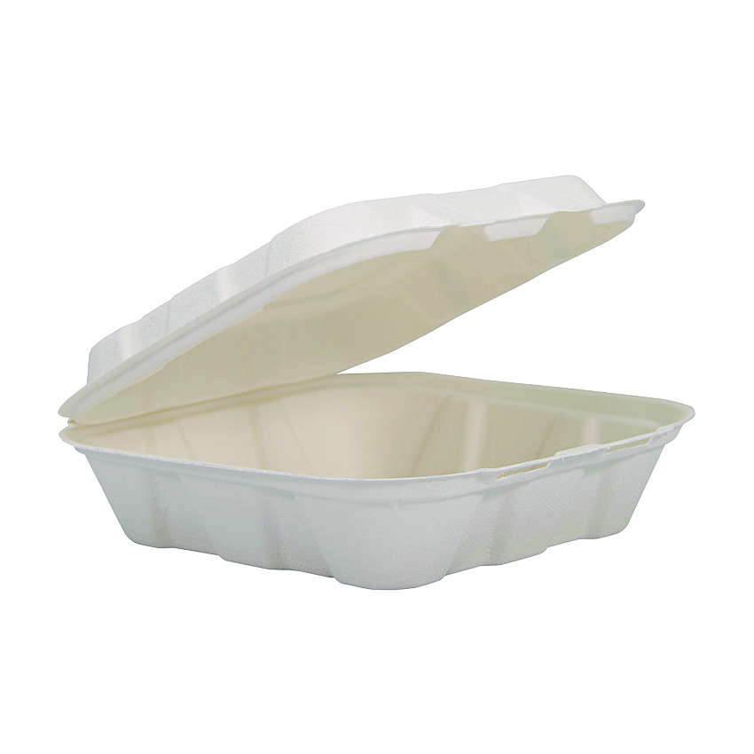 Dart Compostable Fiber Hinged Trays, ProPlanet Seal, 8.03 x 8.38 x 1.93, Ivory, Molded Fiber, 200/Carton (DCCHC8FBR1)