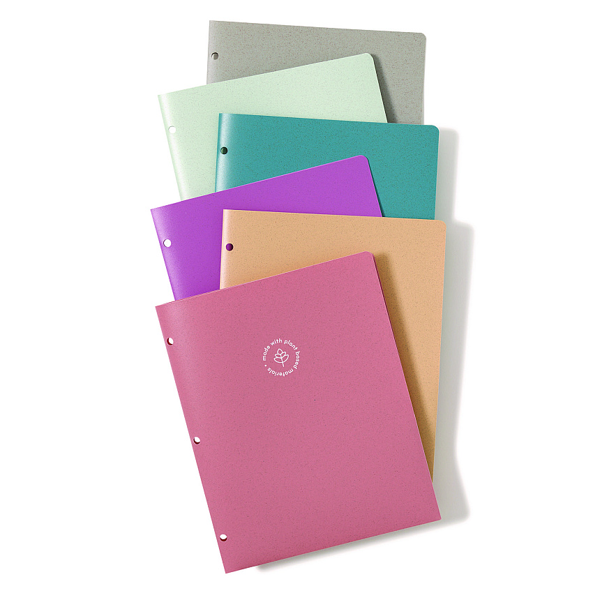 U Brands U-Eco Poly Two-Pocket Folders, Three-Hole Punched, Poly/Wheat Straw, 11 x 8.5, Assorted,12/Pack (UBR6600U0112)