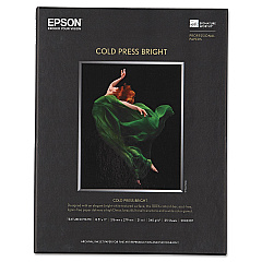 Epson Cold Press Bright Fine Art Paper, 21mil, 8.5 x 11, Textured Matte White, 25/Pack (S042307)