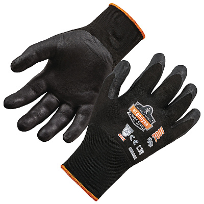 ergodyne ProFlex 7001 Nitrile-Coated Gloves, Black, X-Small, 12 Pairs (EGO17851)