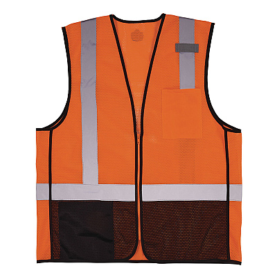 ergodyne GloWear 8210Z Hi-Vis Class 2 Mesh Vest, 2X-Large to 3X-Large, Orange (EGO23027)