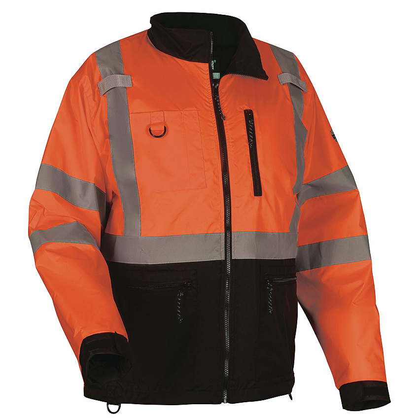 ergodyne GloWear 8351 Class 3 Hi-Vis Windbreaker Water-Resistant Jacket, 4X-Large, Orange (EGO23438)