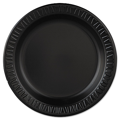 Dart Quiet Classic Laminated Foam Dinnerware, Plate, 9" Dia, Black, 125/pack, 4 Packs/carton (DCC9PBQR)
