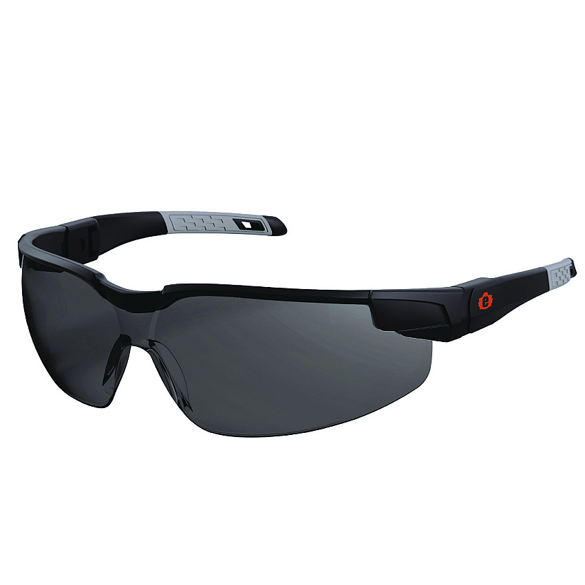 ergodyne Skullerz DELLENGER Anti-Scratch/Enhanced Anti-Fog Safety Glasses w/ Adjustable Temples, Black Frame, Smoke Polycarbonate Lens (EGO50067)