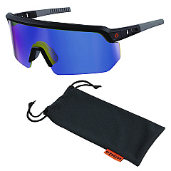 ergodyne Skullerz AEGIR Anti-Scratch/Enhanced Anti-Fog Safety Glasses, Black Nylon Impact Frame, Blue Mirror Polycarbonate Lens (EGO55008)