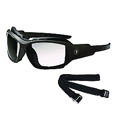 ergodyne Skullerz LOKI Anti-Scratch/Anti-Fog Convertible Safety Spoggles with Strap, Matte Black Frame, Clear Polycarbonate Lens (EGO56005)