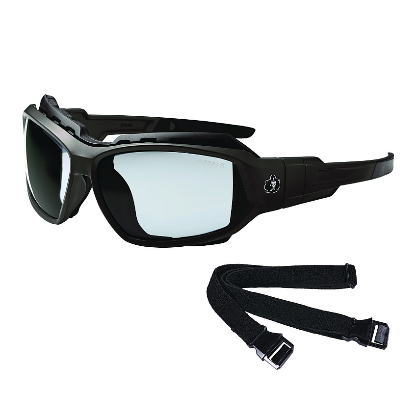 ergodyne Skullerz LOKI Anti-Scratch/Anti-Fog Convertible Safety Spoggles w/ Strap, Black Nylon Impact Frame, Indoor/Outdoor Poly Lens (EGO56085)