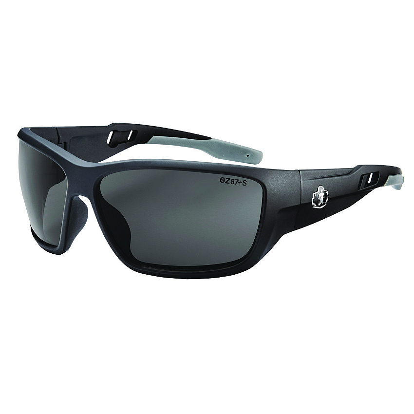 ergodyne Skullerz BALDR Anti-Scratch/Anti-Fog Safety Glasses, Matte Black Nylon Impact Frame, Smoke Polycarbonate Lens (EGO57035)