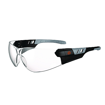 ergodyne Skullerz SAGA Anti-Scratch/Enhanced Anti-Fog Safety Glasses, Matte Black Frameless, Clear Polycarbonate Lens (EGO59105)