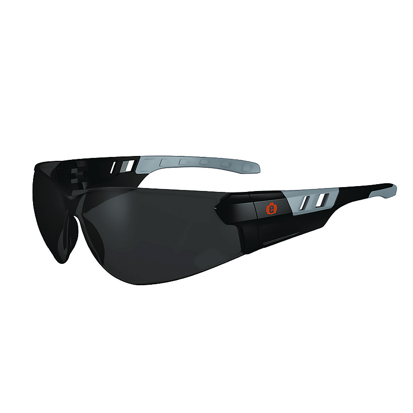 ergodyne Skullerz SAGA Anti-Scratch/Enhanced Anti-Fog Safety Glasses, Matte Black Frameless, Smoke Polycarbonate Lens (EGO59135)