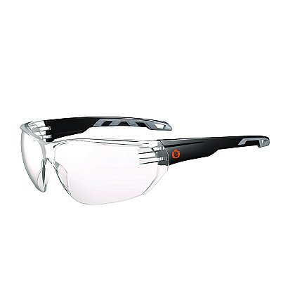 ergodyne Skullerz VALI Anti-Scratch/Enhanced Anti-Fog Safety Glasses, Matte Black Frameless, Clear Polycarbonate Lens (EGO59205)