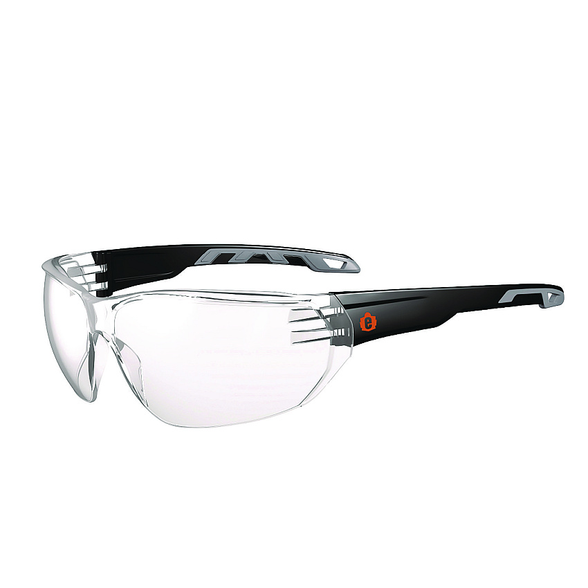 ergodyne Skullerz VALI Anti-Scratch/Enhanced Anti-Fog Safety Glasses, Matte Black Frameless, Clear Polycarbonate Lens (EGO59205)