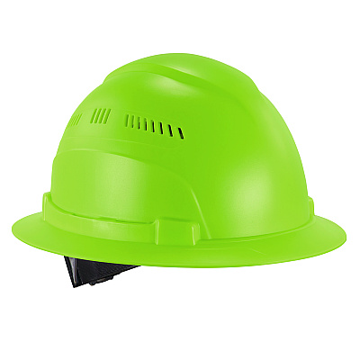 ergodyne Skullerz 8968 Class C Lightweight Full Brim Hard Hat, Adjustable Venting, 6-Point Rachet Suspension, Lime (EGO60228)