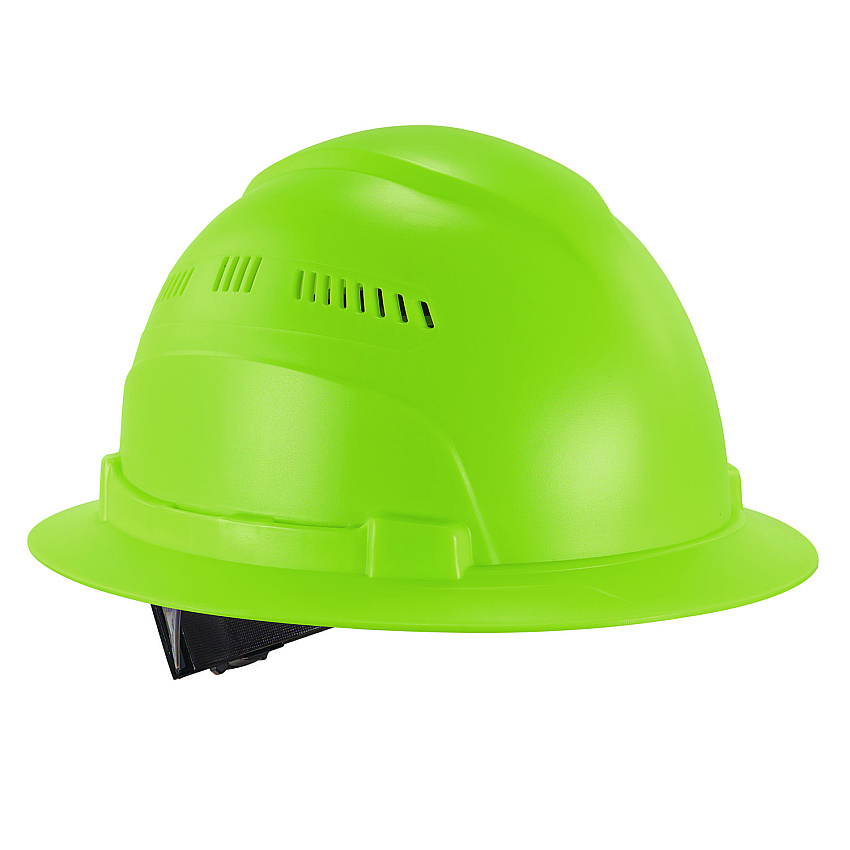 ergodyne Skullerz 8968 Class C Lightweight Full Brim Hard Hat, Adjustable Venting, 6-Point Rachet Suspension, Lime (EGO60228)