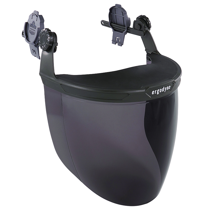 ergodyne Skullerz 8994 Anti-Scratch/Anti-Fog Hard Hat Face Shield, Cap-Style/Safety Helmet Adapter, Smoke Lens (EGO60244)