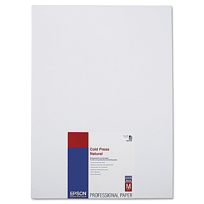 Epson Cold Press Fine Art Paper, 21 mil, 13 x 19, Textured Matte Natural, 25/Pack (EPSS042300)