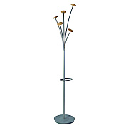 Alba Festival Coat Stand with Umbrella Holder, Five Knobs, 13.97 x 14 x 73.62, Gray (ABAPMFESTWM)