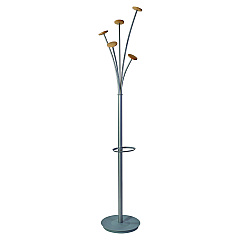 Alba Festival Coat Stand with Umbrella Holder, Five Knobs, 13.97 x 14 x 73.62, Gray (ABAPMFESTWM)