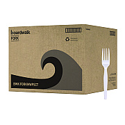 Boardwalk Mediumweight Polystyrene, Fork, White, 10 Boxes of 100/Carton (BWKFORKMWPSCT)