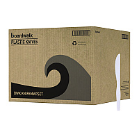 Boardwalk Mediumweight Polystyrene Cutlery, Knife, White, 10 Boxes of 100/Carton (BWKKNIFEMWPSCT)