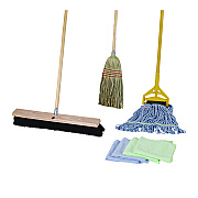 Boardwalk Cleaning Kit, Medium Blue Cotton/Rayon/Synthetic Head, 60" Natural/Yellow Wood/Metal Handle (BWKCLEANKIT)