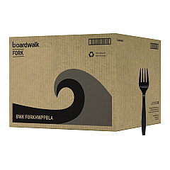 Boardwalk Heavyweight Polypropylene Cutlery, Fork, Black, 1000/Carton (BWKFORKHWPPBLA)