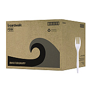 Boardwalk Mediumweight Polypropylene Cutlery, Fork, White, 1000/Carton (BWKFORKMWPP)