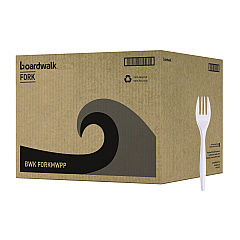 Boardwalk Mediumweight Polypropylene Cutlery, Fork, White, 1000/Carton (BWKFORKMWPP)