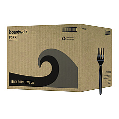 Boardwalk Heavyweight Polystyrene Cutlery, Fork, Black, 1000/Carton (BWKFORKHWBLA)