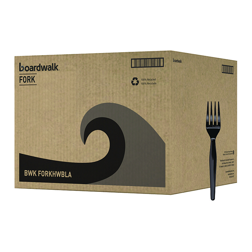 Boardwalk Heavyweight Polystyrene Cutlery, Fork, Black, 1000/Carton (BWKFORKHWBLA)