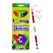 Crayola Erasable Color Pencil Set, 3.3 mm, 2B, Assorted Lead and Barrel Colors, 10/Pack (CYO684410)